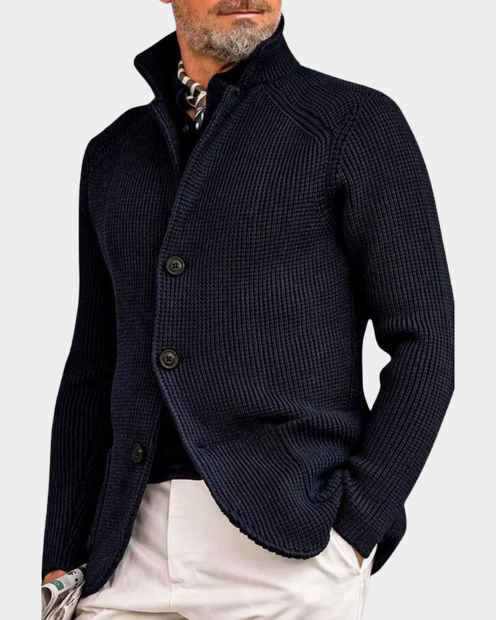 Xavier - Men's Ribbed Button-Front Cardigan