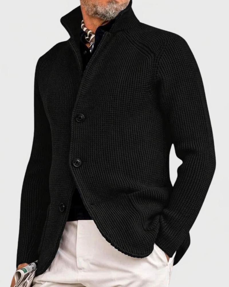 Xavier - Men's Ribbed Button-Front Cardigan