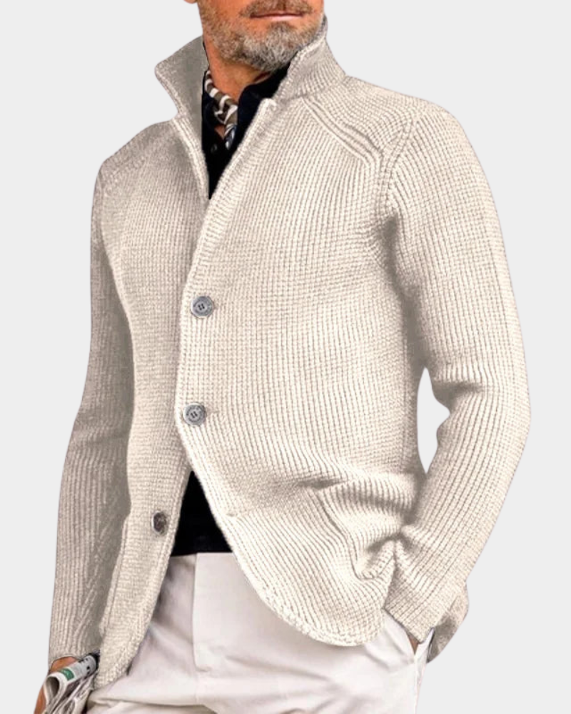Xavier - Men's Ribbed Button-Front Cardigan