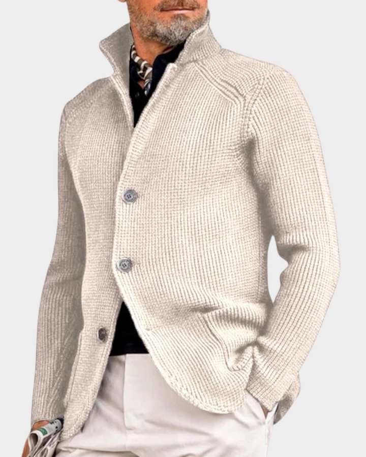 Xavier - Men's Ribbed Button-Front Cardigan