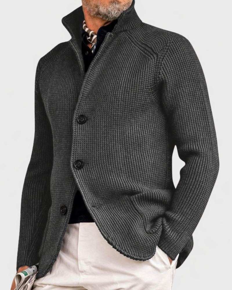 Xavier - Men's Ribbed Button-Front Cardigan