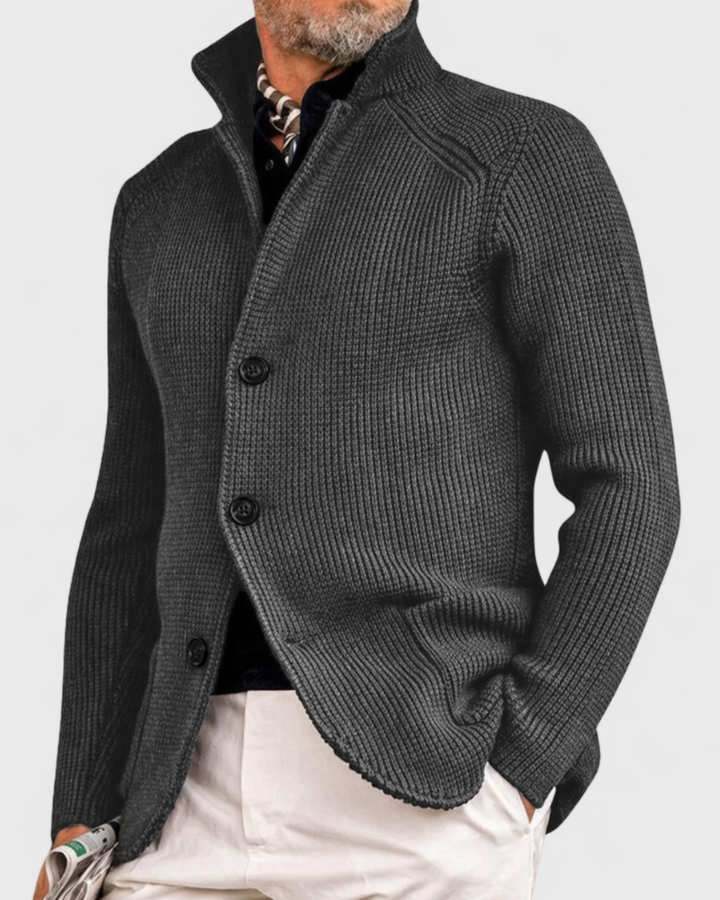 Xavier - Men's Ribbed Button-Front Cardigan