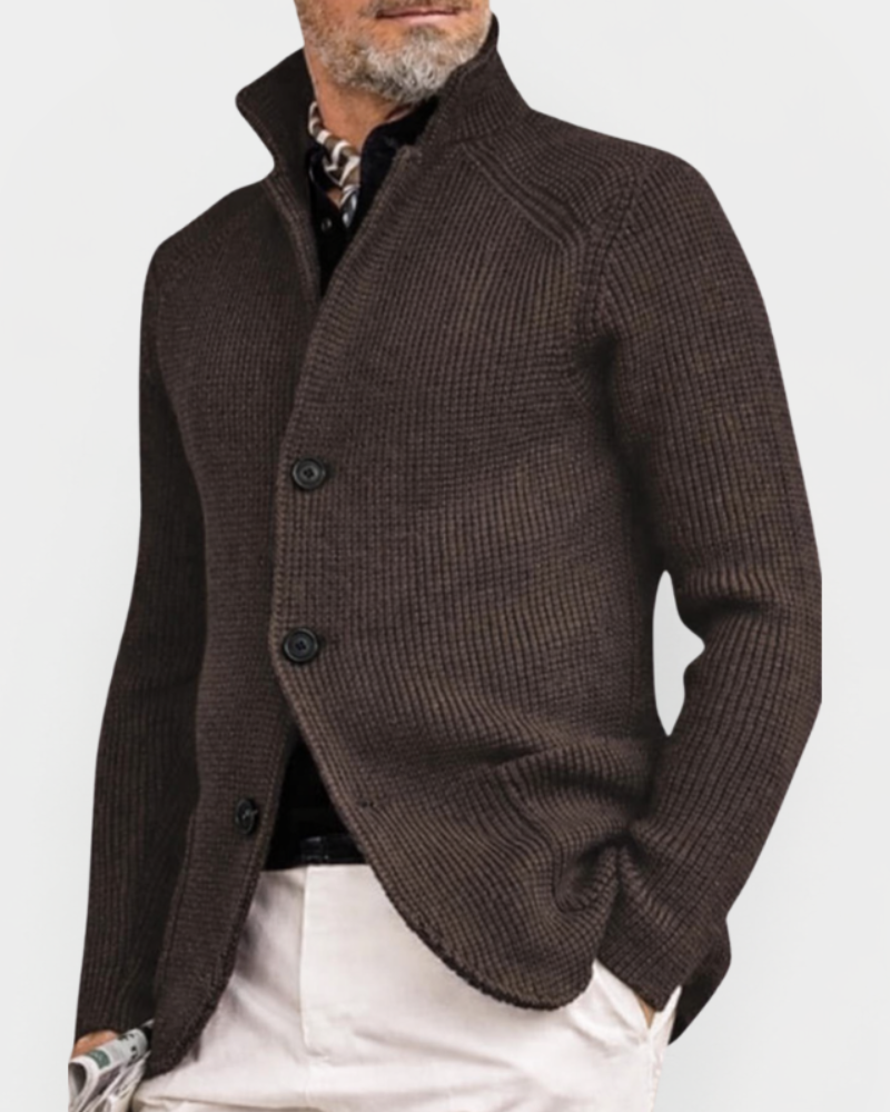 Xavier - Men's Ribbed Button-Front Cardigan
