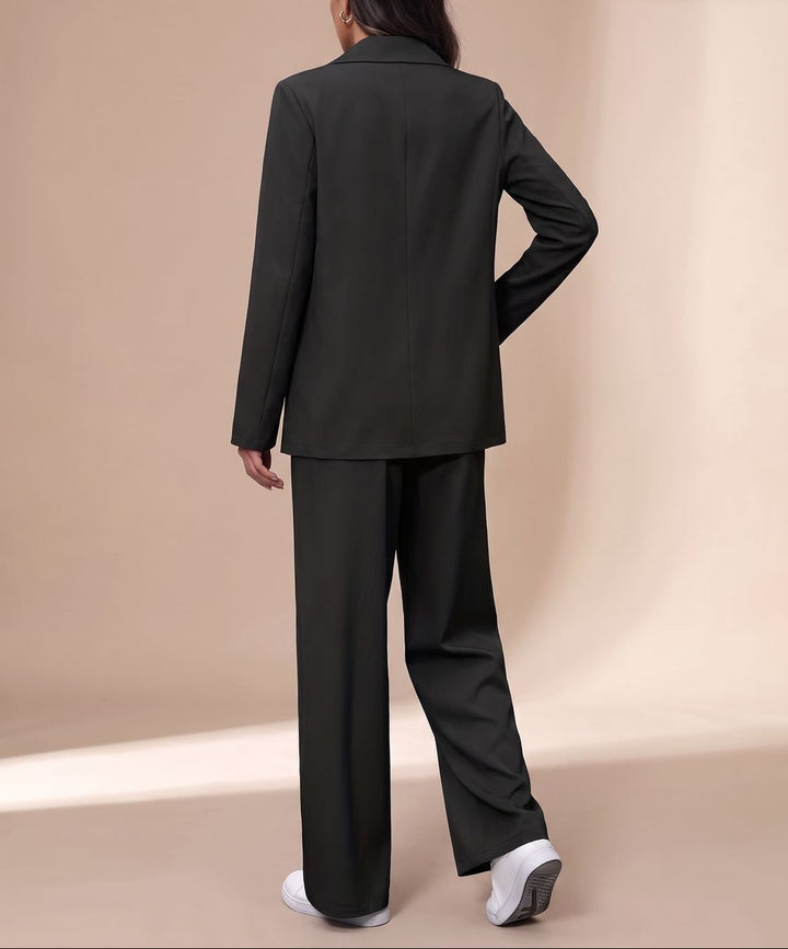 Zariah - Women's Double-Breasted Blazer and Wide-Leg Pants Set